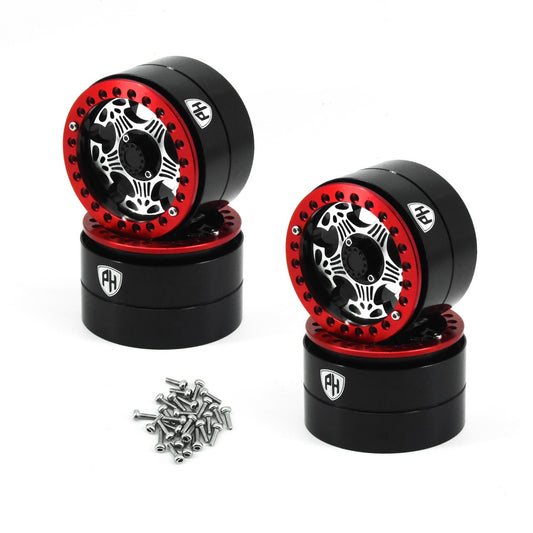 Powerhobby Aluminum 2.2" Beadlock Wheels Red (4) 1/10 Rock Crawler - PowerHobby