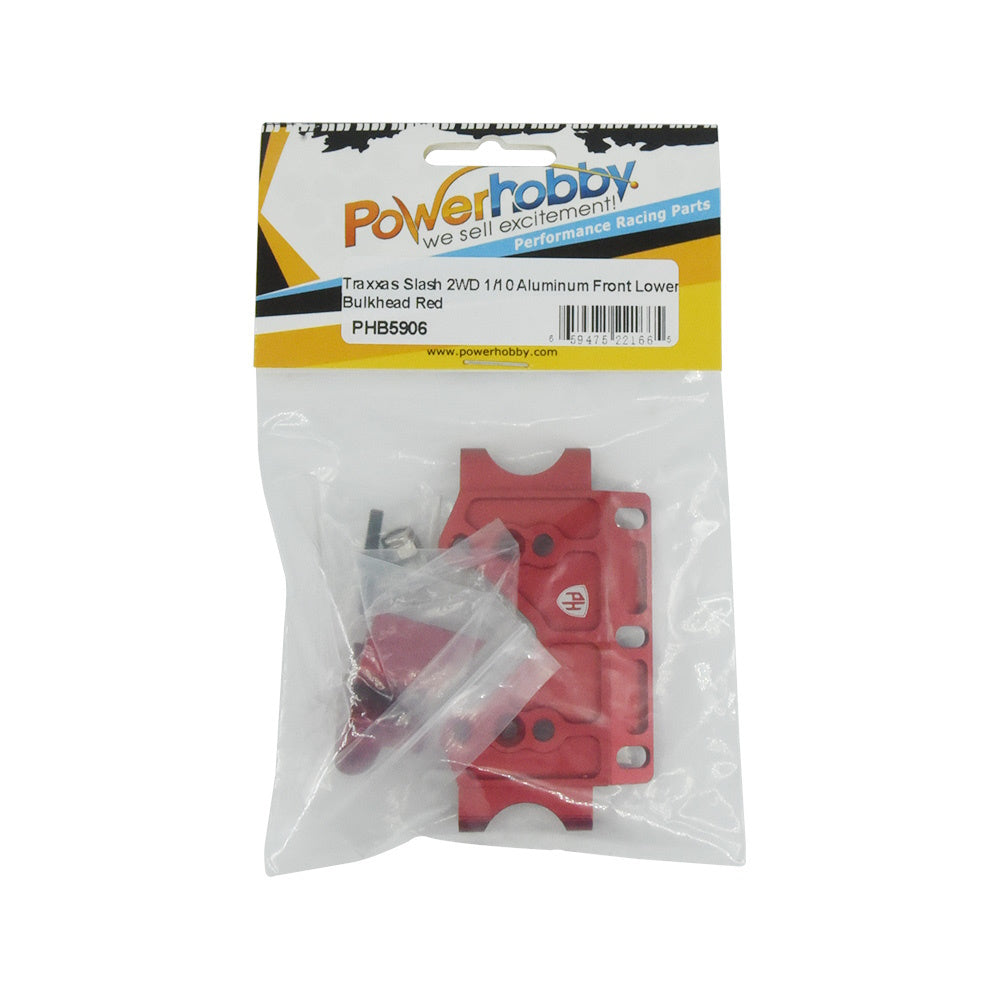 Powerhobby Aluminum Front Bulkhead FOR Traxxas Slash Rustler Bandit 2WD Red - PowerHobby