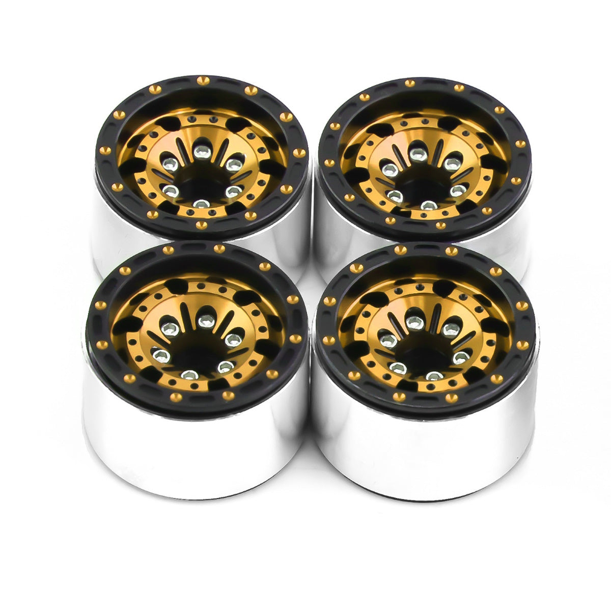 Powerhobby 1.0" Beadlock Wheels Gold (4) 1/24 Rock Crawler - PowerHobby