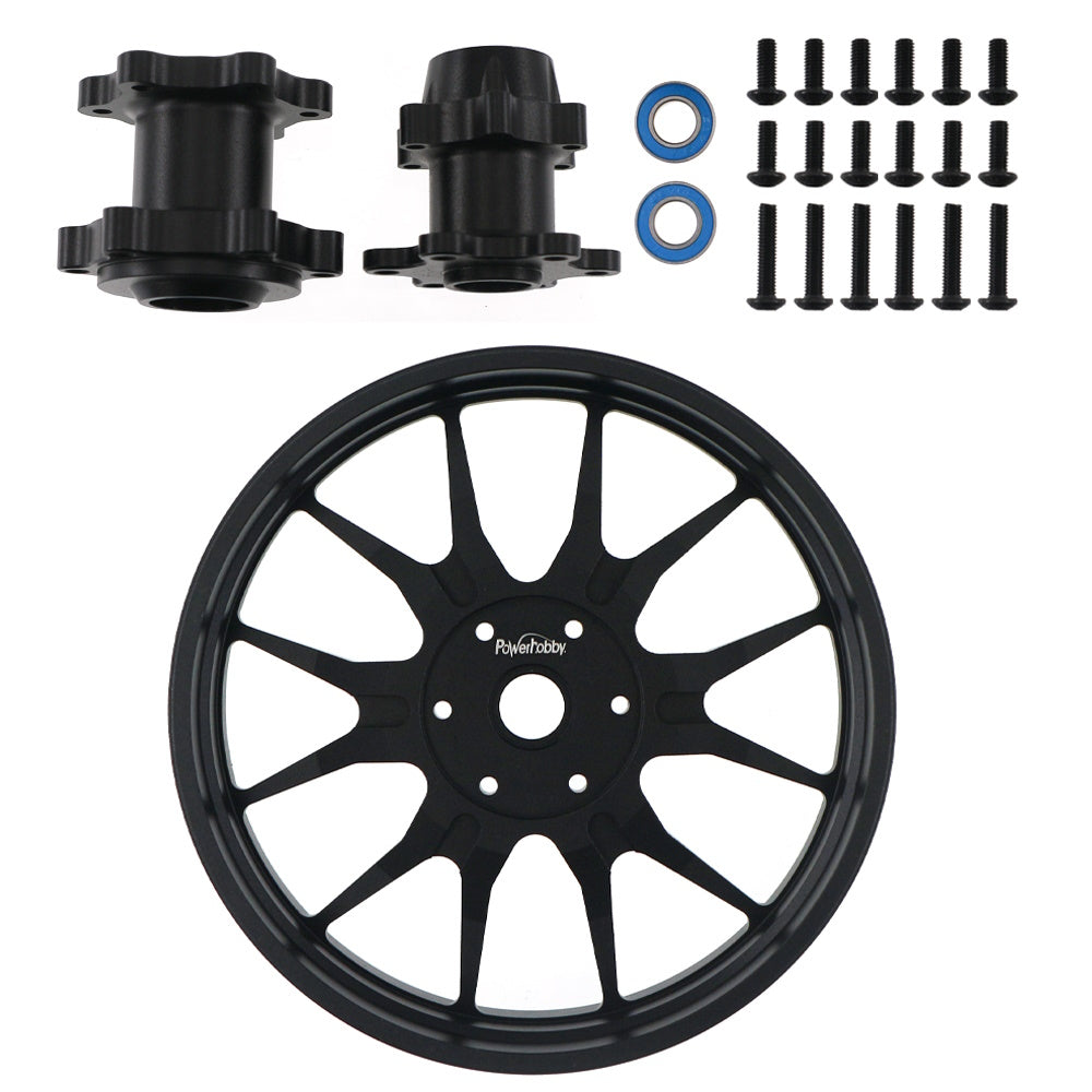 Powerhobby 7075 Aluminum Rear Wheel w Hubs Black Losi Promoto MX - PowerHobby