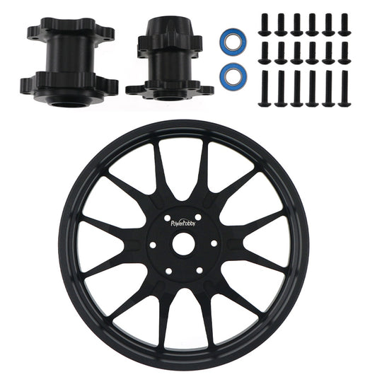 Powerhobby 7075 Aluminum Rear Wheel w Hubs Black Losi Promoto MX - PowerHobby