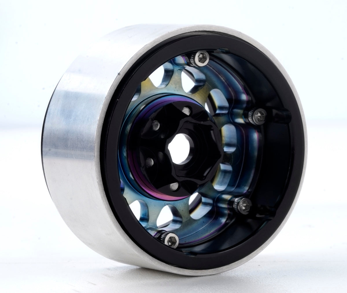 Powerhobby Aluminum 2.2" Beadlock Wheels Green Titanium (4) 1/10 Rock Crawler - PowerHobby