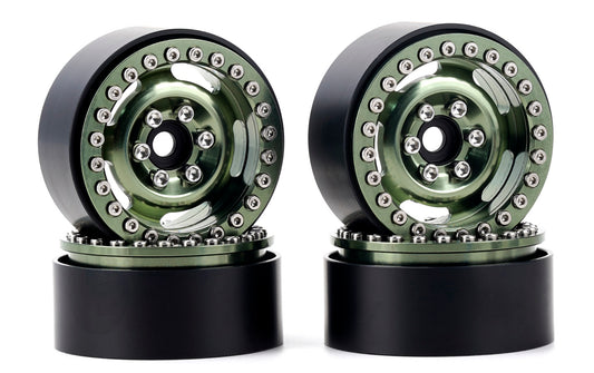 Powerhobby B6 Aluminum 1.9 Beadlock Wheels 9mm Hubs Green (4) 1/10 Rock Crawler - PowerHobby