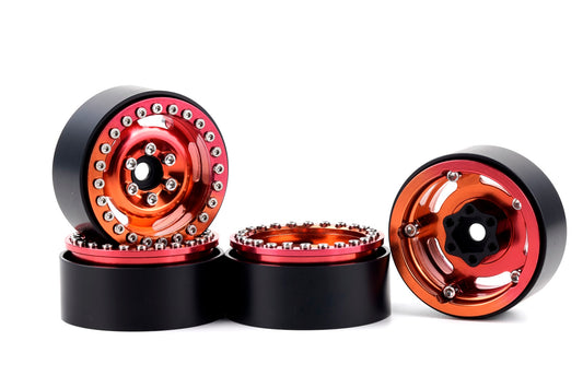 Powerhobby B6 Aluminum 1.9 Beadlock Wheels Orange / Red (4) 1/10 Rock Crawler - PowerHobby