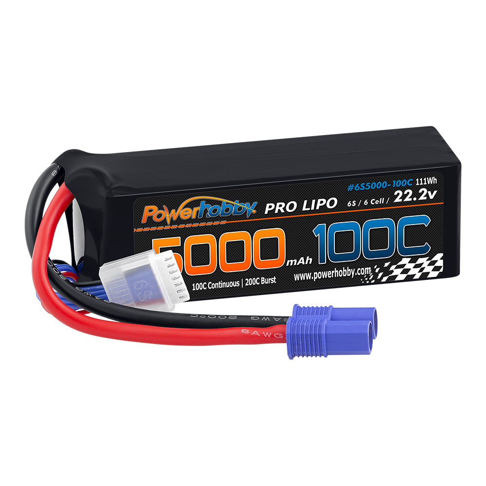 Powerhobby 6s 22.2v 5000mah 100c Lipo Battery w EC8 Plug 8AWG : Oxidean Boat - PowerHobby