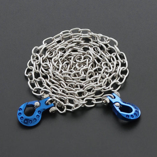 Powerhobby High End Metal Trailer Hook Silver Chain Blue 1/10 Crawler Accessory - PowerHobby