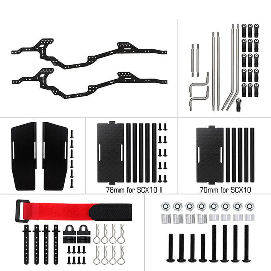 Powerhobby LCG Carbon Fiber Chassis Kit Frame for 1/10 Axial SCX10 & SCX10 II - PowerHobby