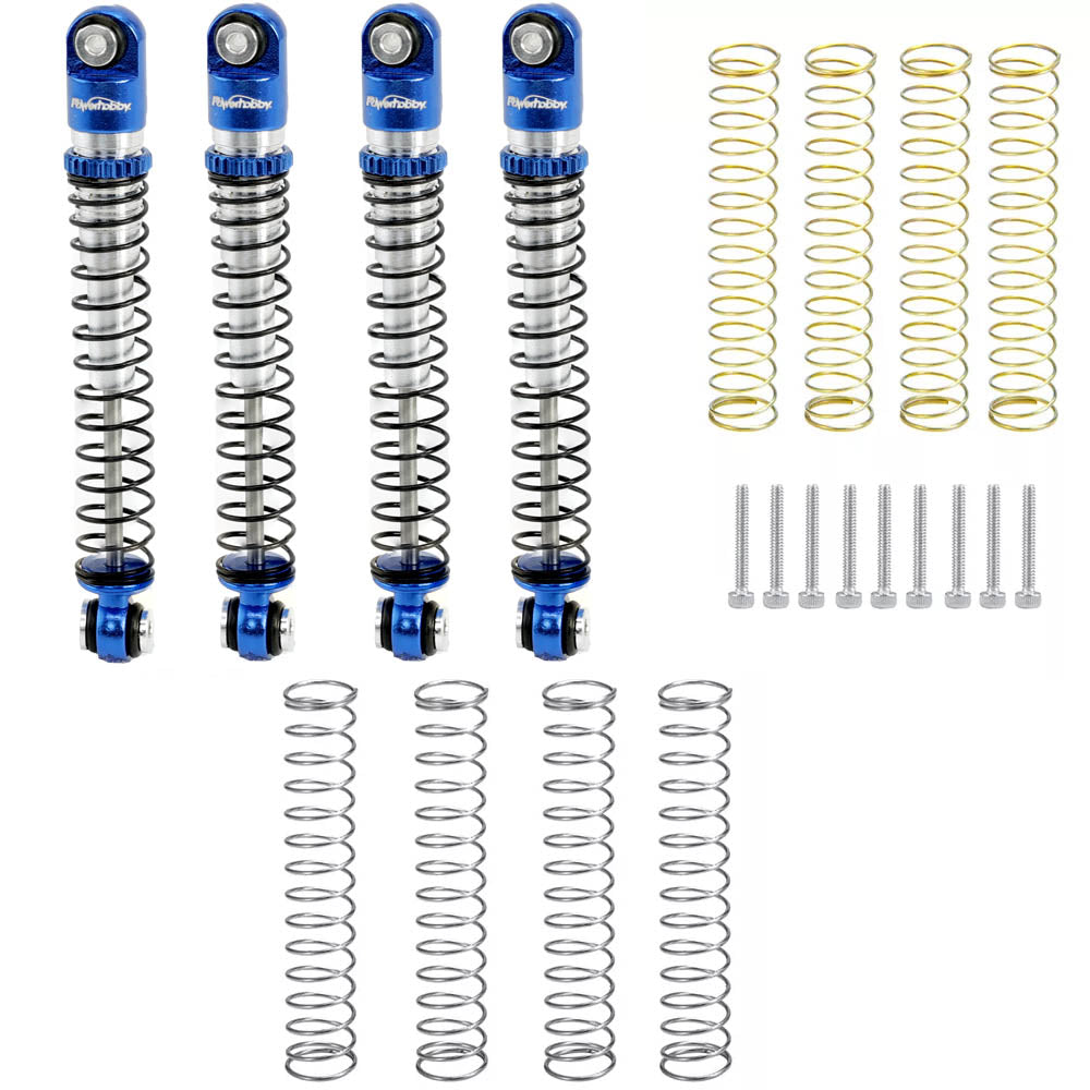 Powerhobby Aluminum 54mm Long Travel Shocks 1/24 Axial SCX24 Jeep Bronco Blue - PowerHobby