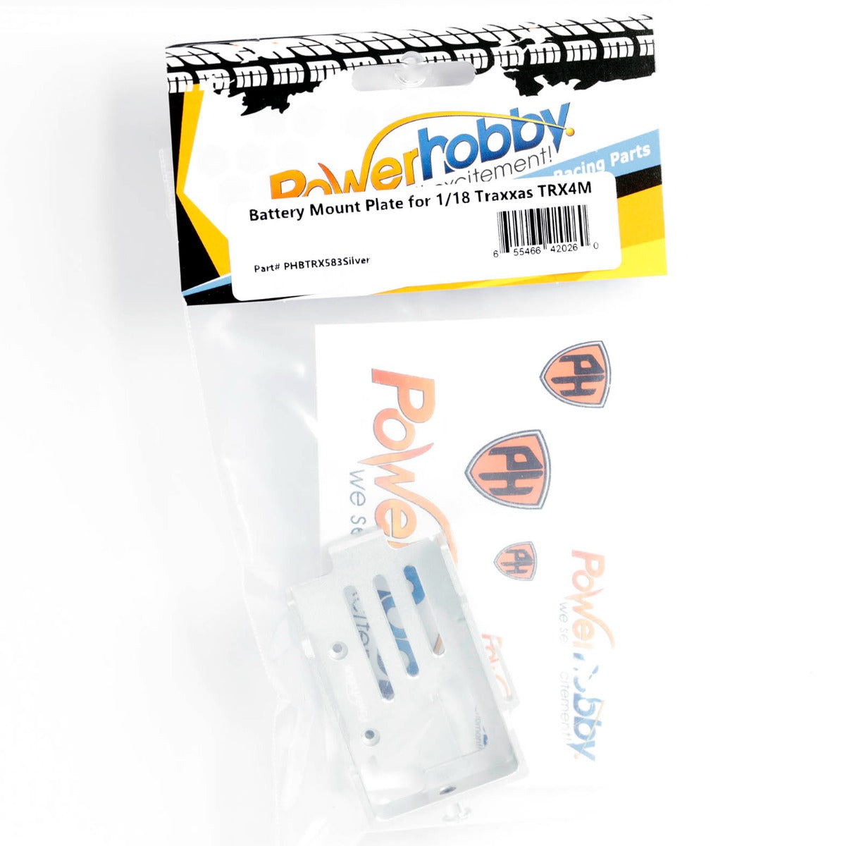 Powerhobby Aluminum Battery  Tray Mount Plate FOR Traxxas TRX-4M Silver TRX4M - PowerHobby