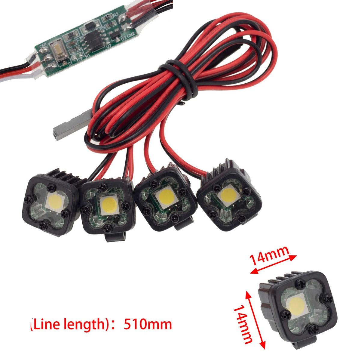 PowerHobby RC 4 LED Lights Headlights Spotlight w/ Controller for 1/10 1/8 - PowerHobby
