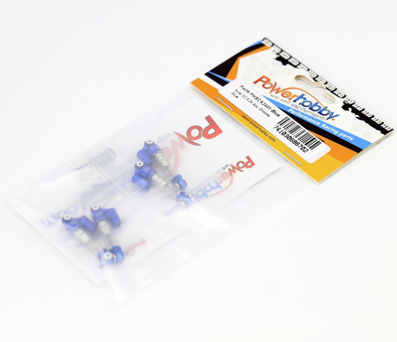 Powerhobby Axial SCX24 Aluminum Threaded Mini/Micro Shocks Front Rear BLUE - PowerHobby
