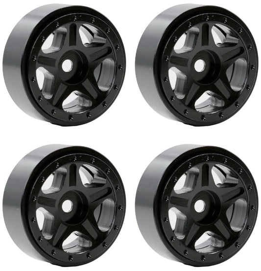Powerhobby Z2 1.0" Aluminum Beadlock Crawler Wheels Black 1/24 Axial SCX24 C10 - PowerHobby