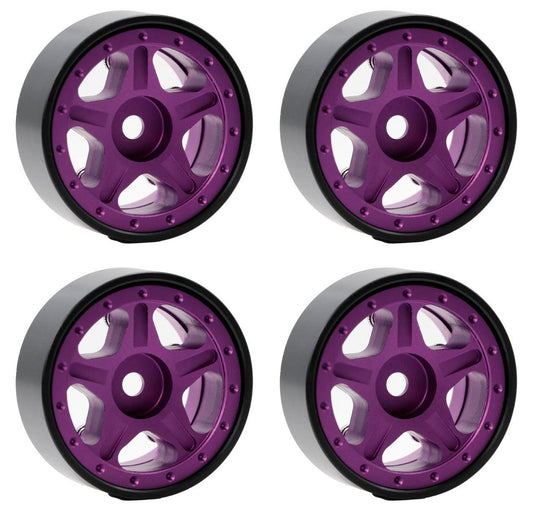 Powerhobby Z2 1.0" Aluminum Beadlock Crawler Wheels Purple 1/24 Axial SCX24 C10 - PowerHobby