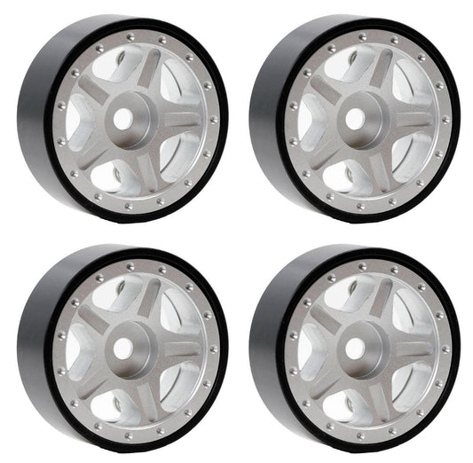 Powerhobby Z2 1.0" Aluminum Beadlock Crawler Wheels Silver 1/24 Axial SCX24 C10 - PowerHobby
