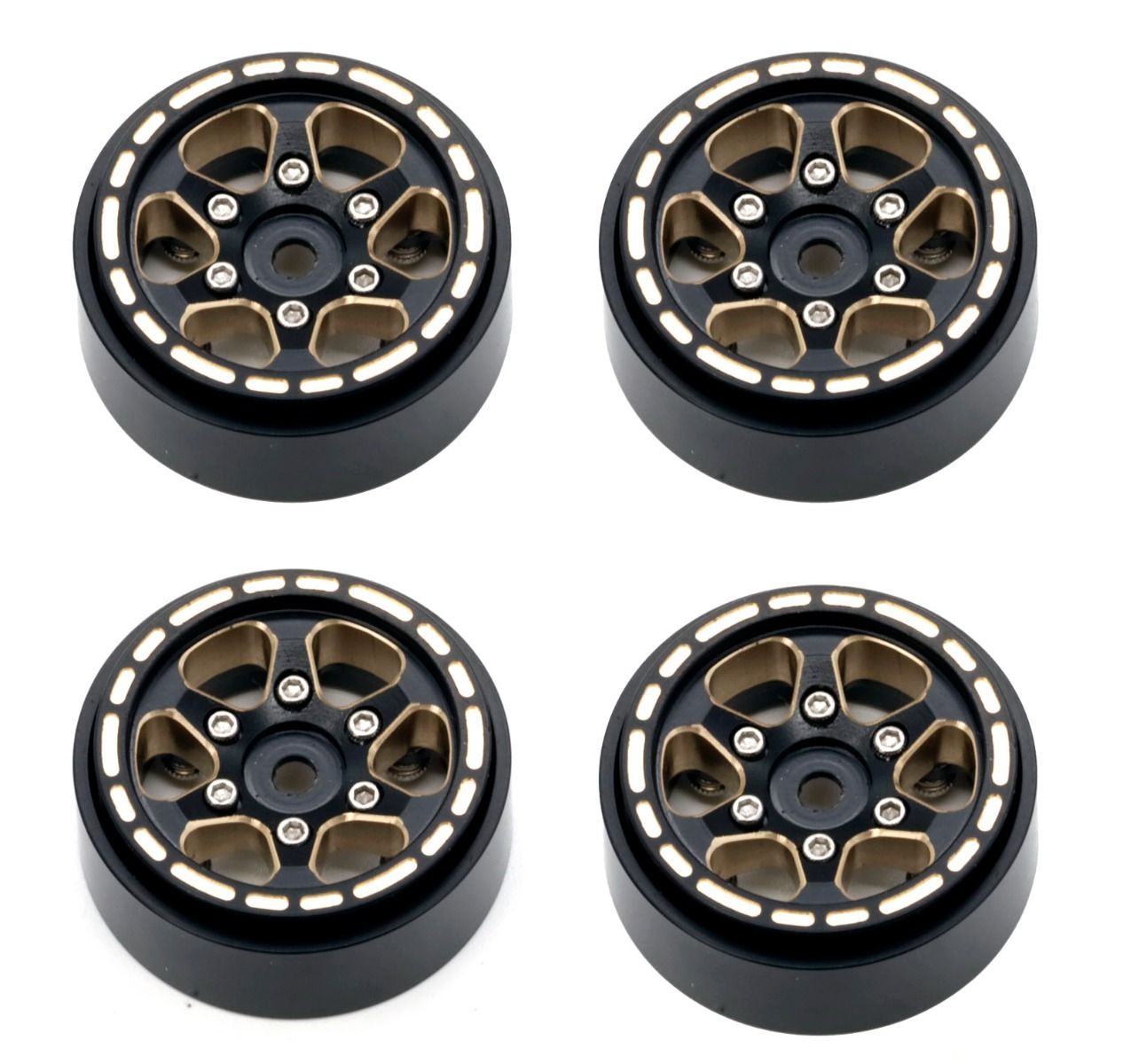 Powerhobby 1.0" Black Brass Beadlock Crawler Wheels 1/24 FOR Traxxas TRX-4M TRX4M - PowerHobby