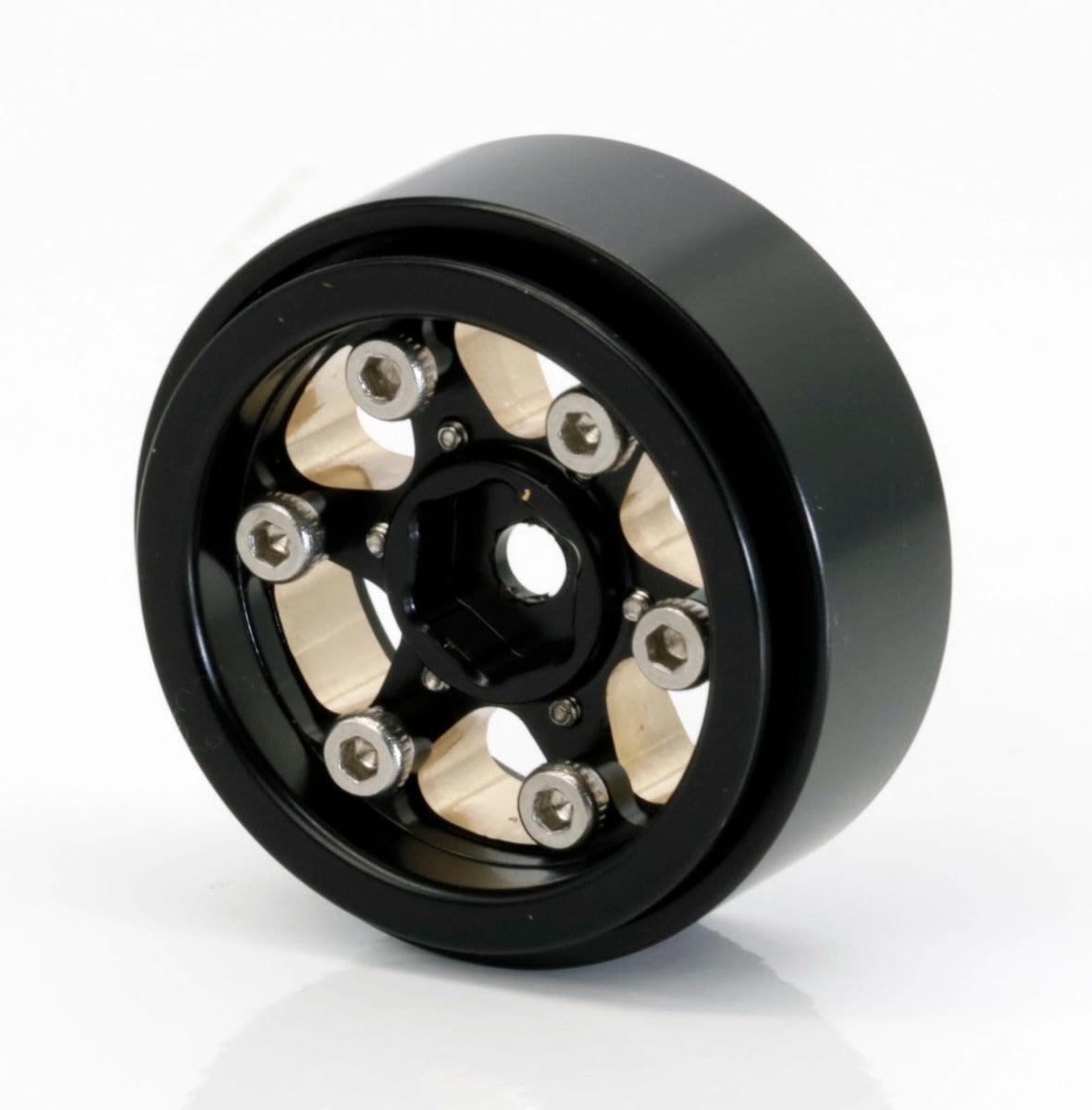 Powerhobby 1.0" Black Brass Beadlock Crawler Wheels 1/24 Axial SCX24 - PowerHobby