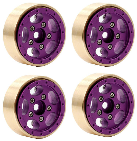 Powerhobby Z3 1.0" Aluminum Brass Ring Beadlock Crawler Wheels SCX24 Purple 1/24 - PowerHobby