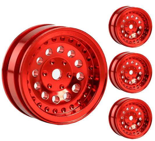 Powerhobby Z6 Aluminum 1.0” Rock Crawler Wheels Axial SCX24 C10 Red - PowerHobby