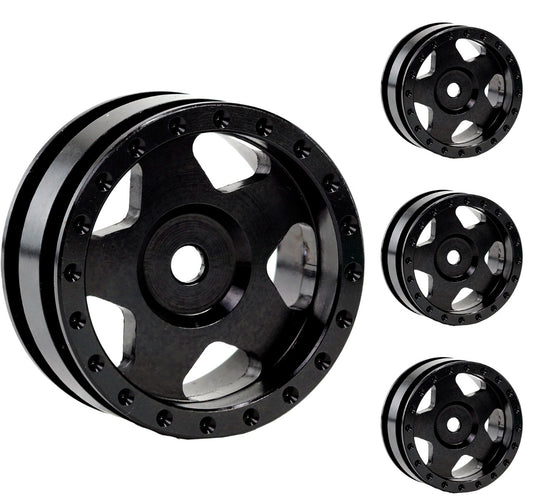 Powerhobby Z9 1.0" SCX24 Aluminum Wheels Bronco C10 Jeep 1/24 Black - PowerHobby