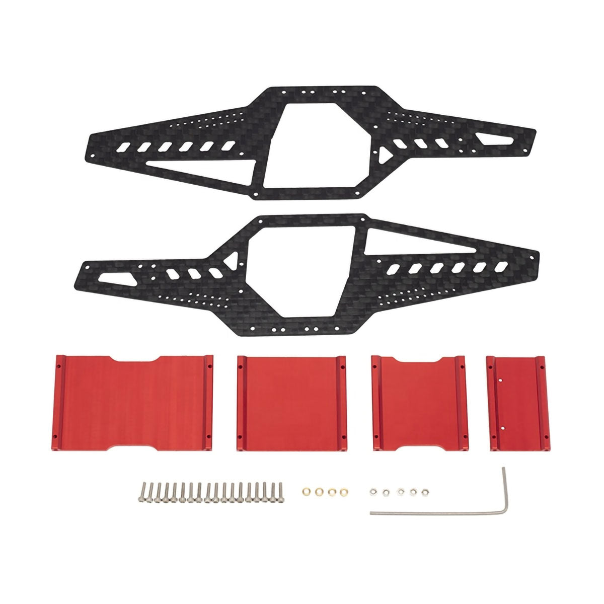 Powerhobby SCX24 Carbon Fiber Aluminum Rock Racer Conversion Chassis Kit Red - PowerHobby