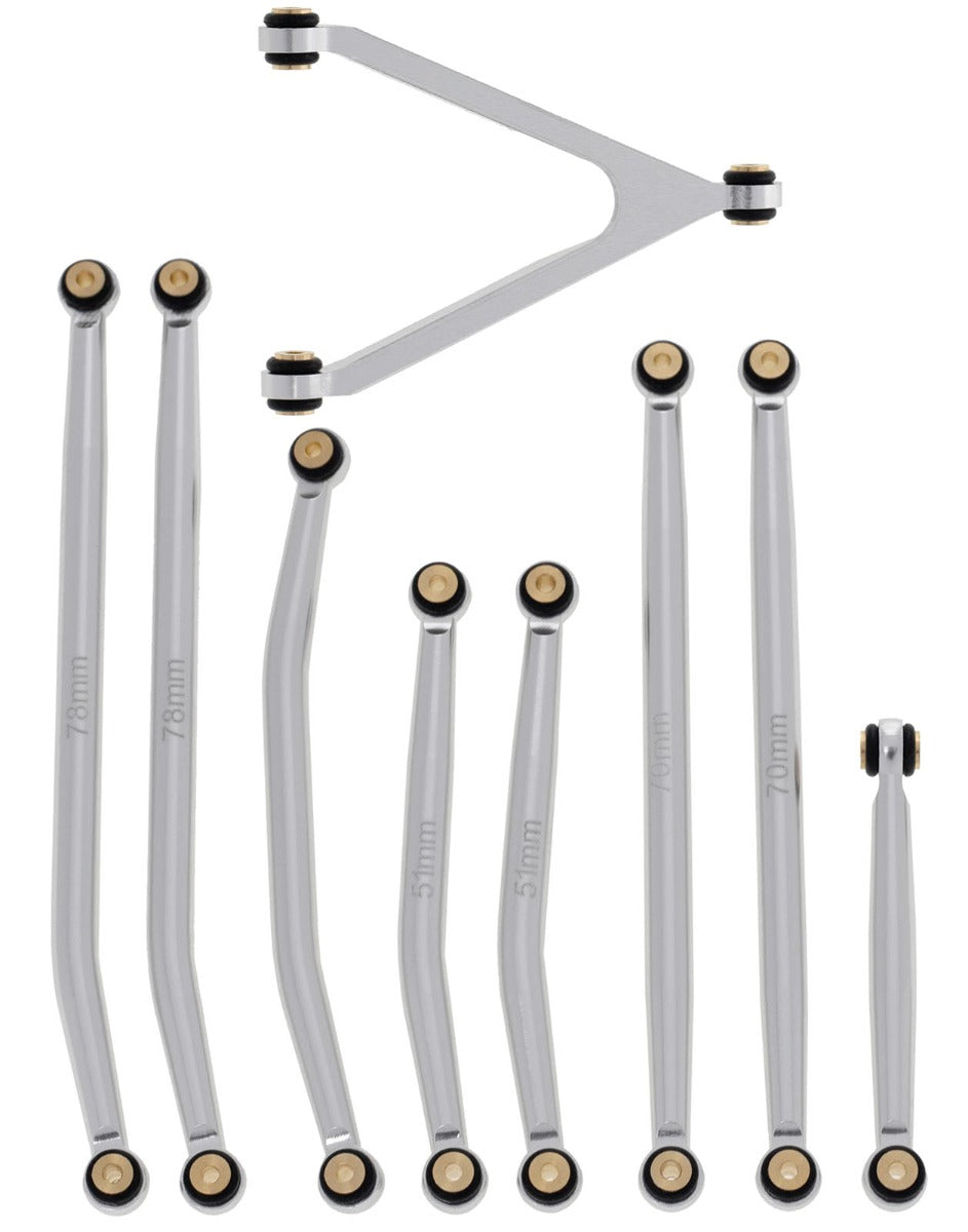 Powerhobby Aluminum SCX24 Betty Deadbolt High Clearance Chassis Links Set Grey - PowerHobby