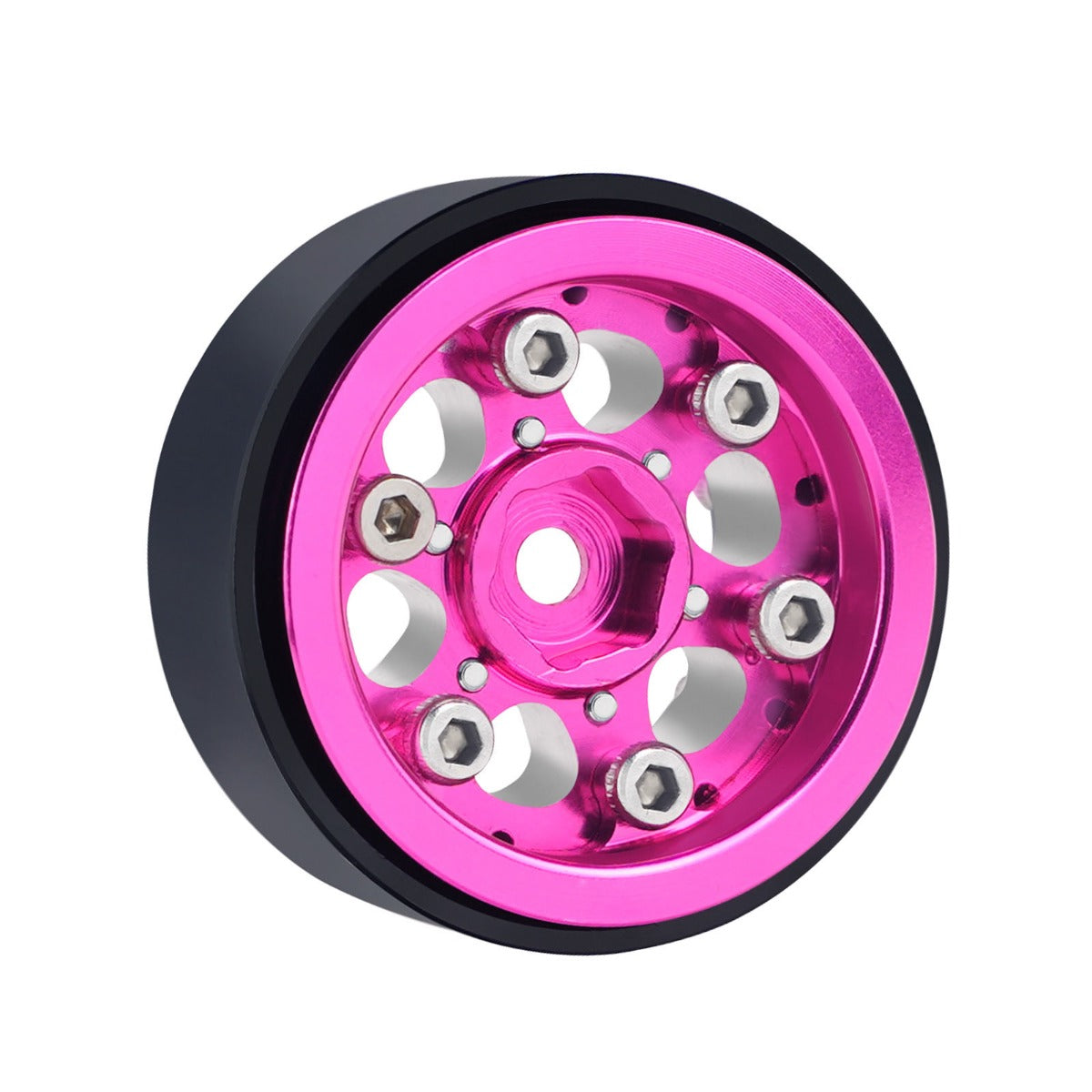PowerHobby 1/24 Axial SCX24 Jeep Bronco C10 Aluminum Beadlock Wheels Rims Pink - PowerHobby