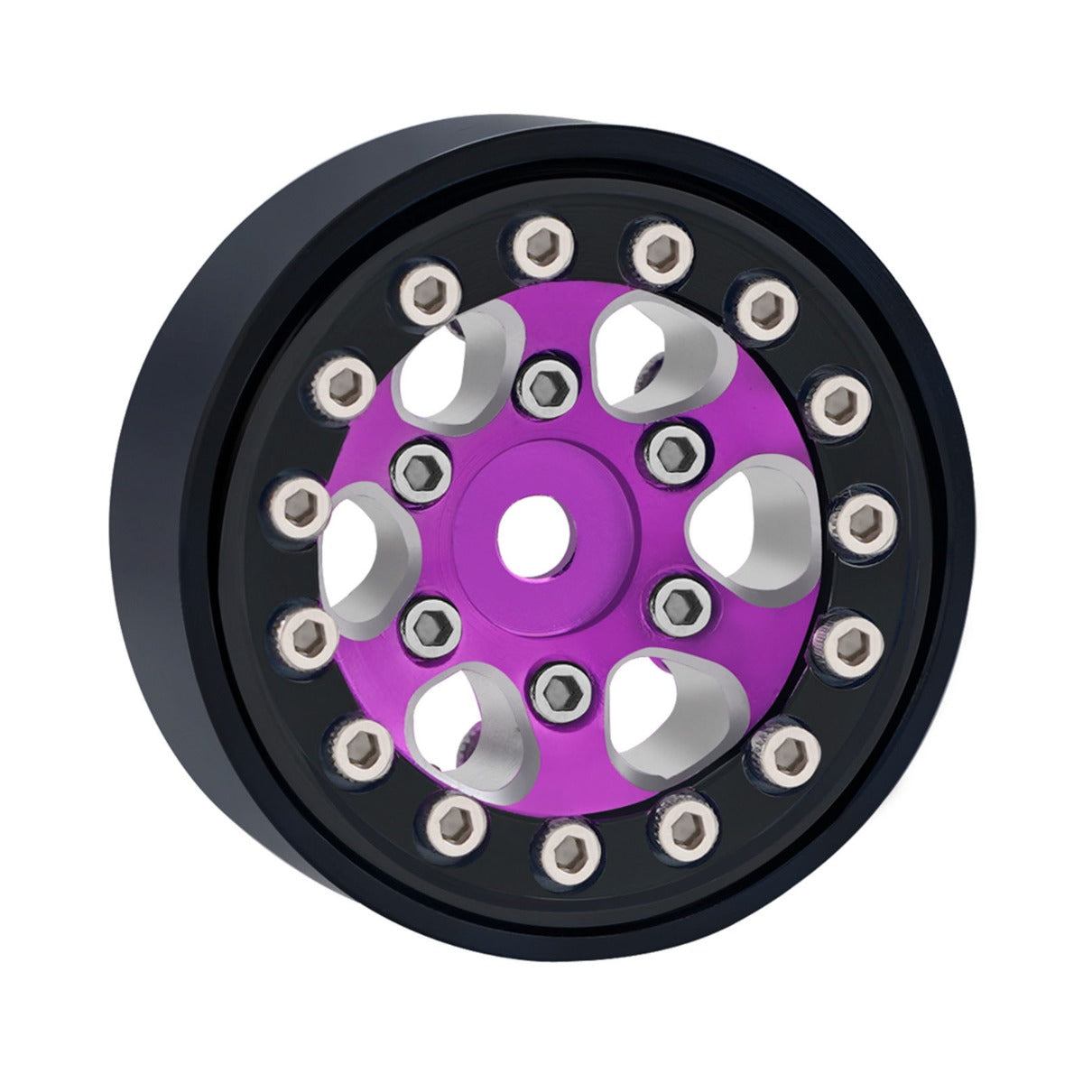 PowerHobby 1.0" 1/24 Axial SCX24 Jeep Bronco Aluminum Beadlock Wheels Purple - PowerHobby