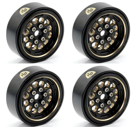 Powerhobby Axial SCX24 1.0" Black Brass Beadlock Crawler Wheels 1/24 - PowerHobby