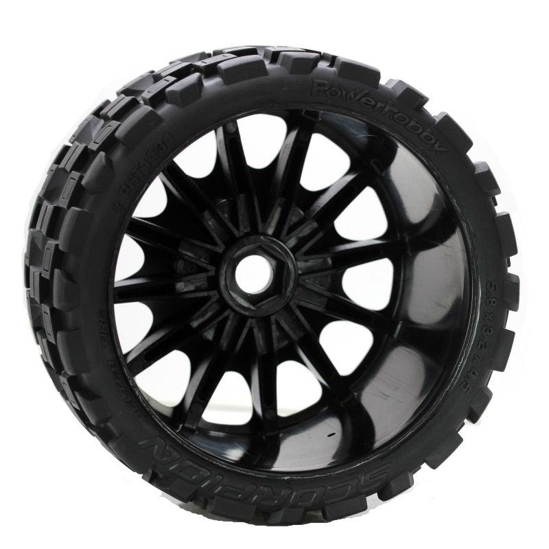 Powerhobby Scorpion Belted Monster Truck Tires / Wheels w 17mm Hex (2) Sport - PowerHobby