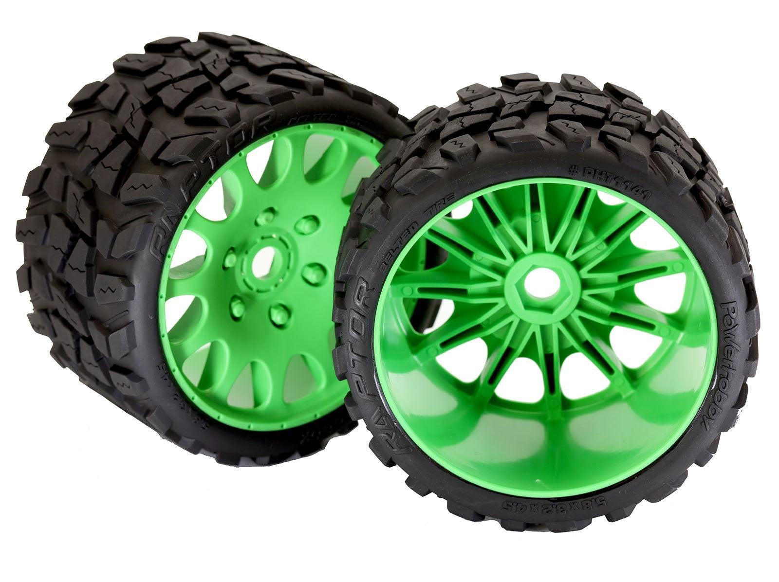 Monster Raptor Wheels Powerhobby Raptor Belted Monster Truck Tires / Wheels w 17mm Hex (2) S ...