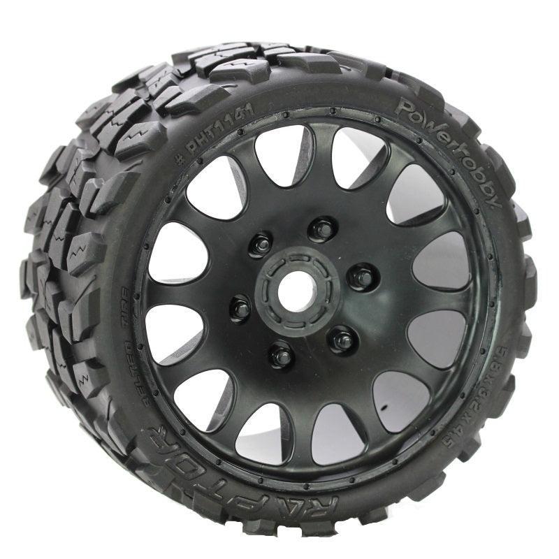 Monster Raptor Wheels Powerhobby Raptor Belted Monster Truck Tires / Wheels w 17mm Hex (2 ...