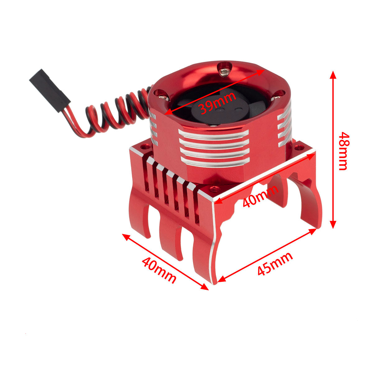 PowerHobby 1/8 Aluminum High Speed LED Lights Cooling Fan Heatsink Red - PowerHobby
