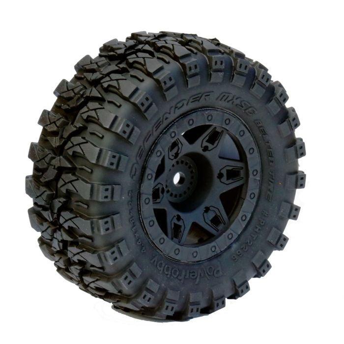 Powerhobby Defender 2.2 BELTED MOUNTED Tires / Wheels FOR Traxxas Slash 2WD Rear - PowerHobby