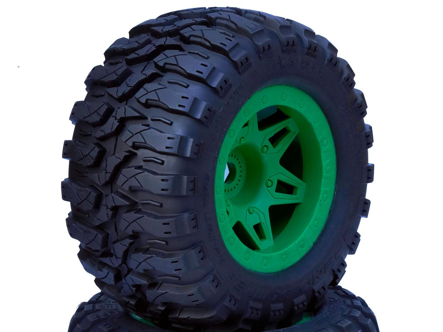Powerhobby 1/8 Defender 3.8” Belted All Terrain Tires 17MM Mounted Green - PowerHobby