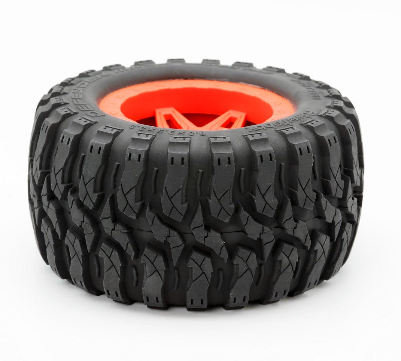 Powerhobby 1/8 Defender 3.8” Belted All Terrain Tires 17MM Mounted Orange - PowerHobby