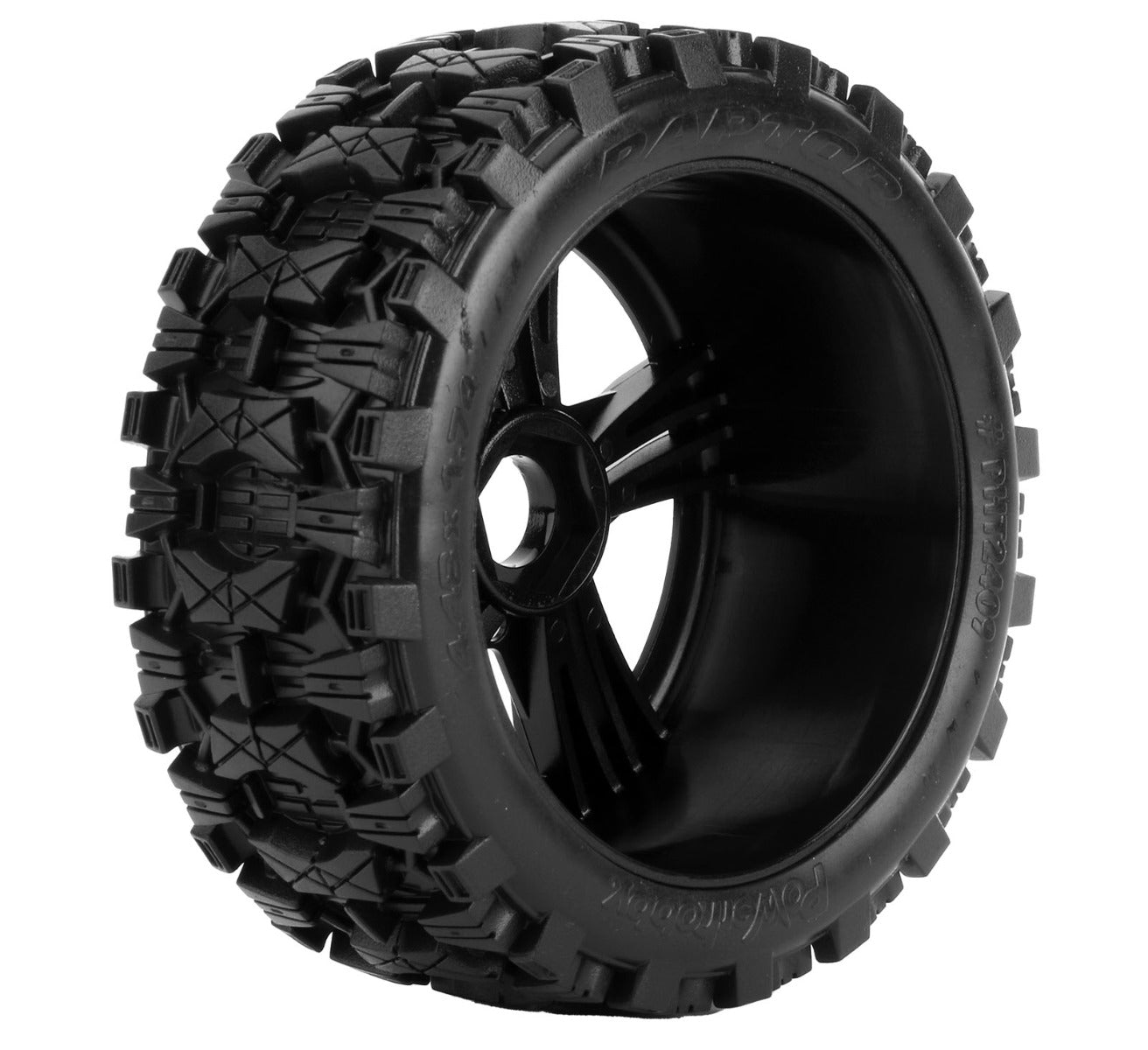 Powerhobby Raptor 1/8 Buggy Belted All Terrain Mounted Tires 17MM Claw Wheels - PowerHobby