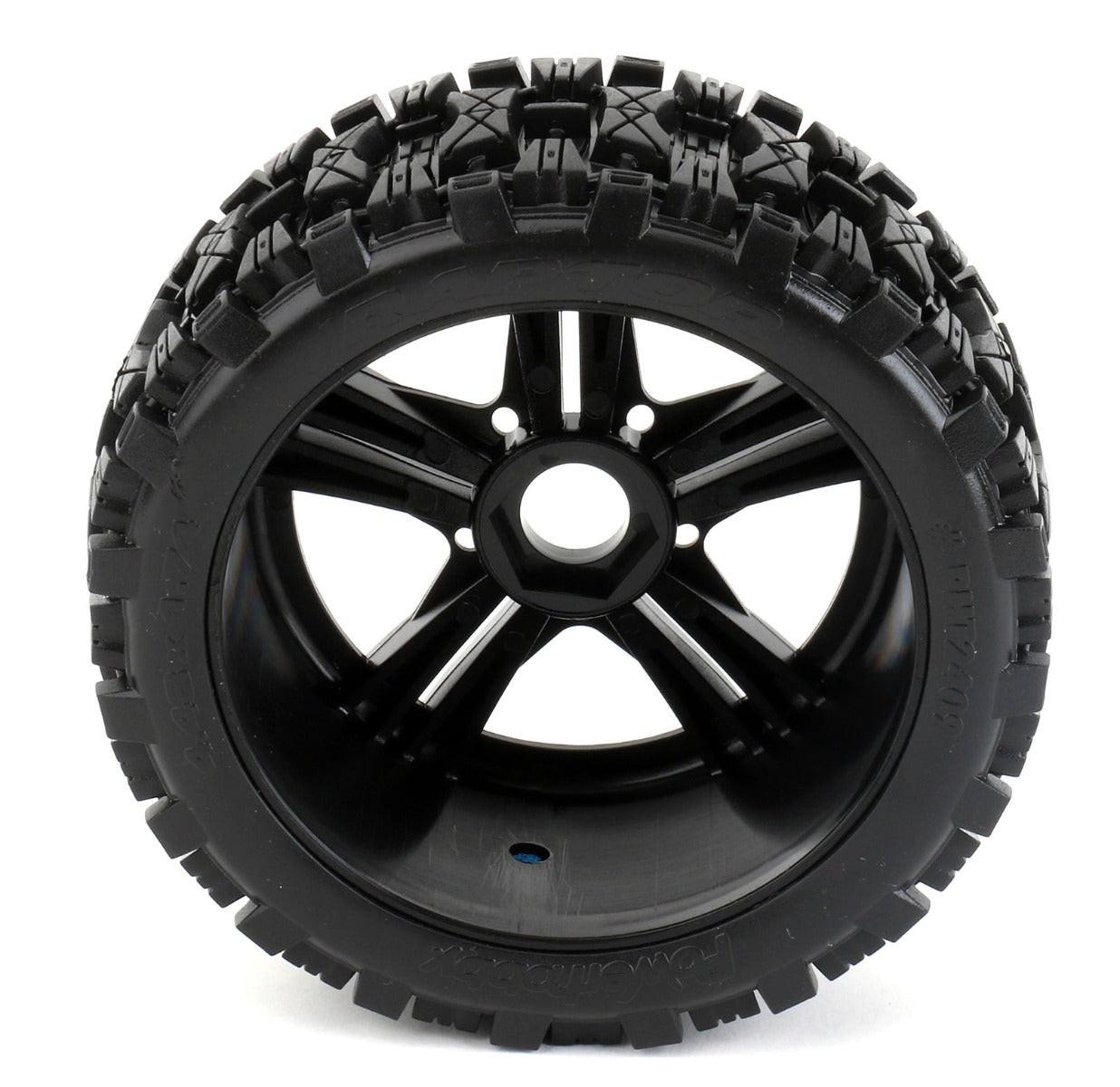 thumbnail image 2 of Powerhobby 1/8 Gripper 42/100 Belted Mounted Tires - 17mm Black Wheels (PHT5101) 2 of 5