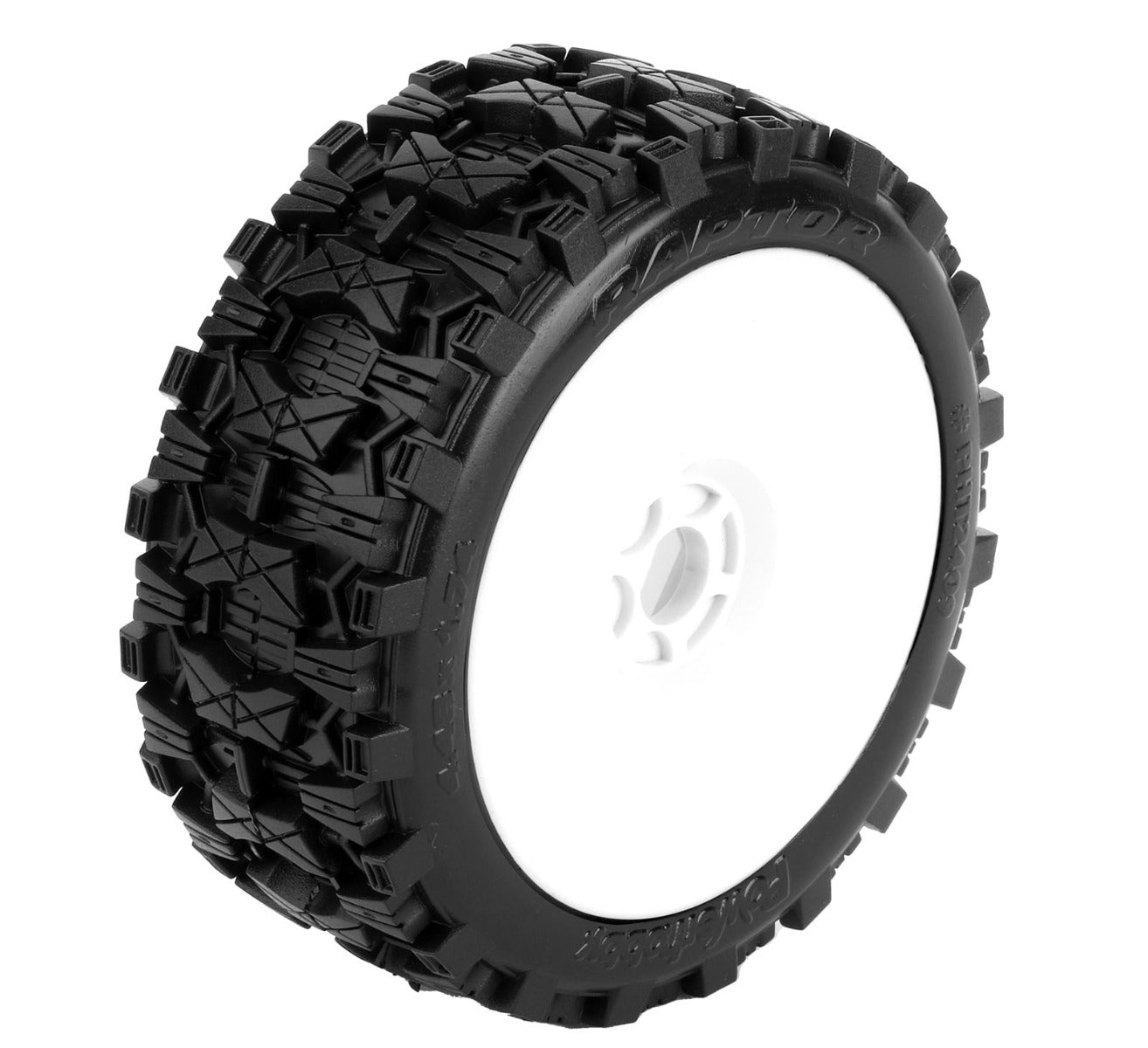 Powerhobby Raptor 1/8 Buggy Belted All Terrain Mounted Tires 17MM White Dish Wheels - PowerHobby