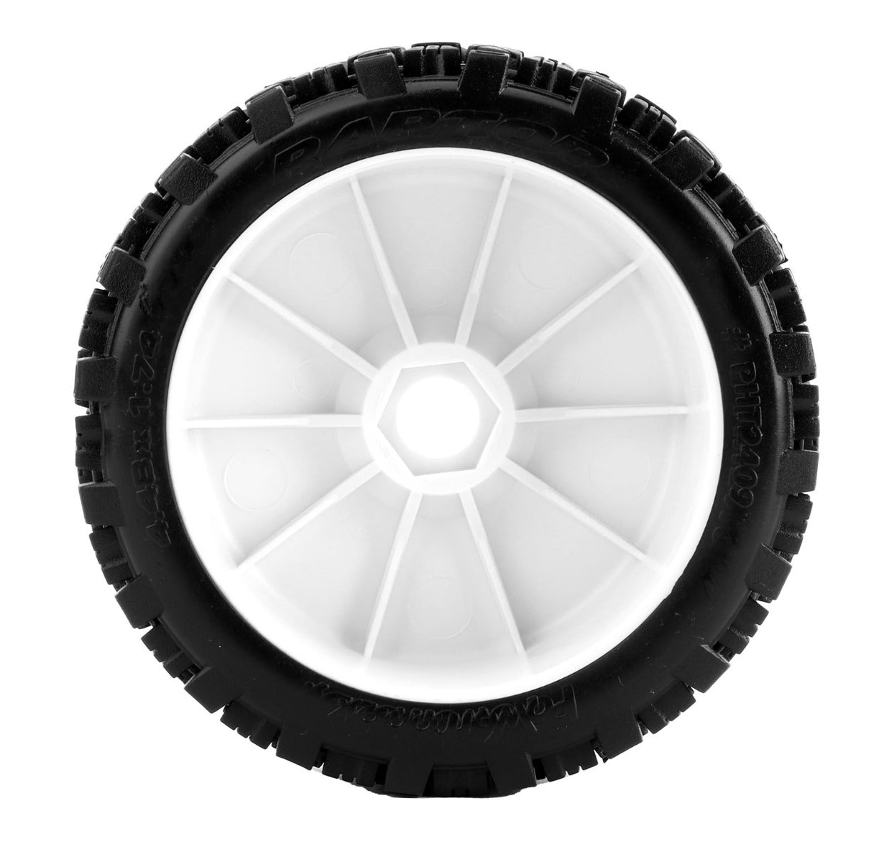 Powerhobby Raptor 1/8 Buggy Belted All Terrain Mounted Tires 17MM White Dish Wheels - PowerHobby