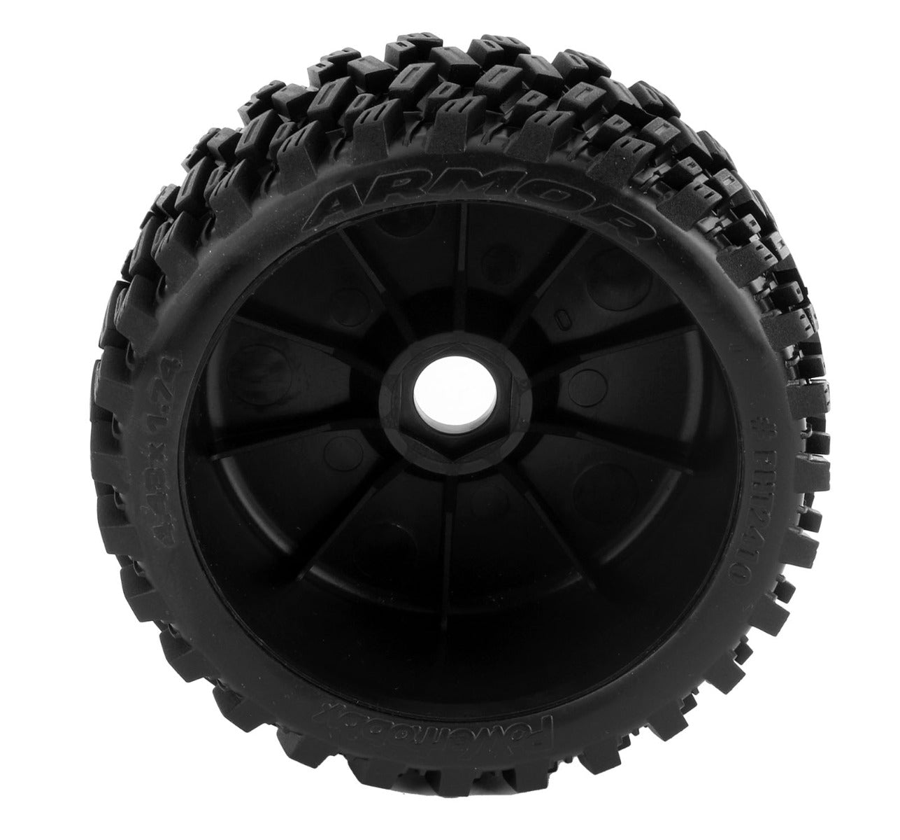 Powerhobby Armor 1/8 Buggy Belted All Terrain Mounted Tires 17MM Black Dish Wheels - PowerHobby