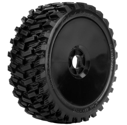 Powerhobby Armor 1/8 Buggy Belted All Terrain Mounted Tires 17MM Black Dish Wheels - PowerHobby