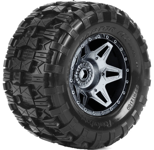 Powerhobby Raptor X Belted Pre-Mounted Tires FOR Traxxas X-Maxx XMaxx Black - PowerHobby