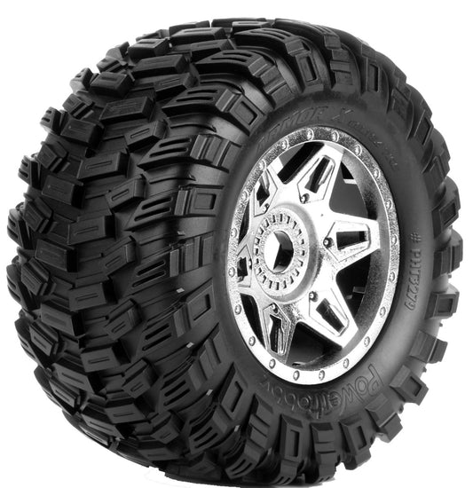 Powerhobby Armor X Belted Pre-Mounted Tires FOR Traxxas X-Maxx XMaxx Chrome - PowerHobby