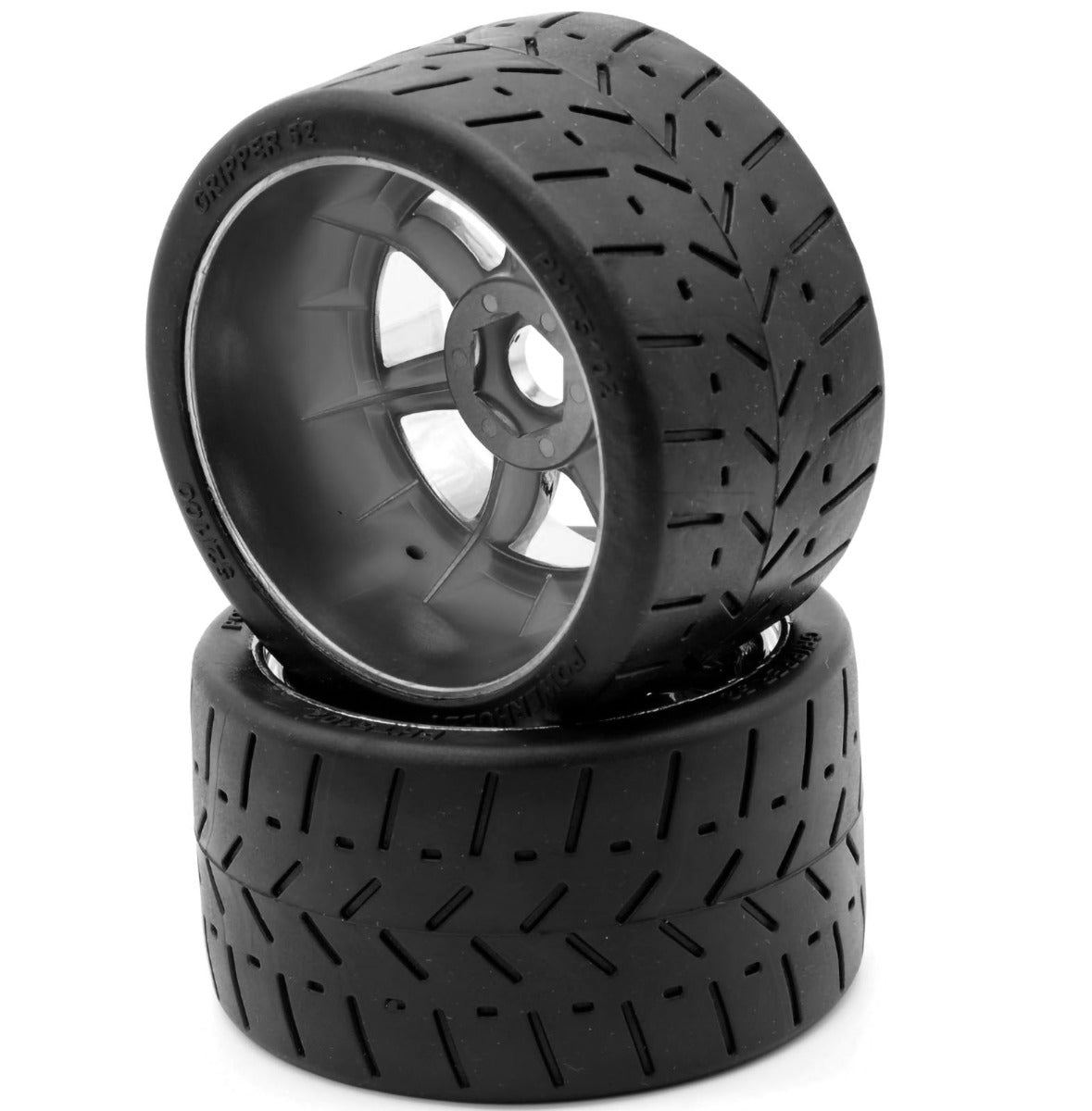 Powerhobby 1/8 Gripper 54/100 Belted Mounted Tires 17mm Chrome Wheels - PowerHobby