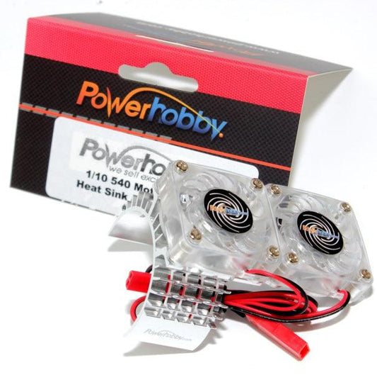 Powerhobby Aluminum Motor Heatsink Twin Dual Cooling Fan SILVER FOR Traxxas Slash 4x4 - PowerHobby