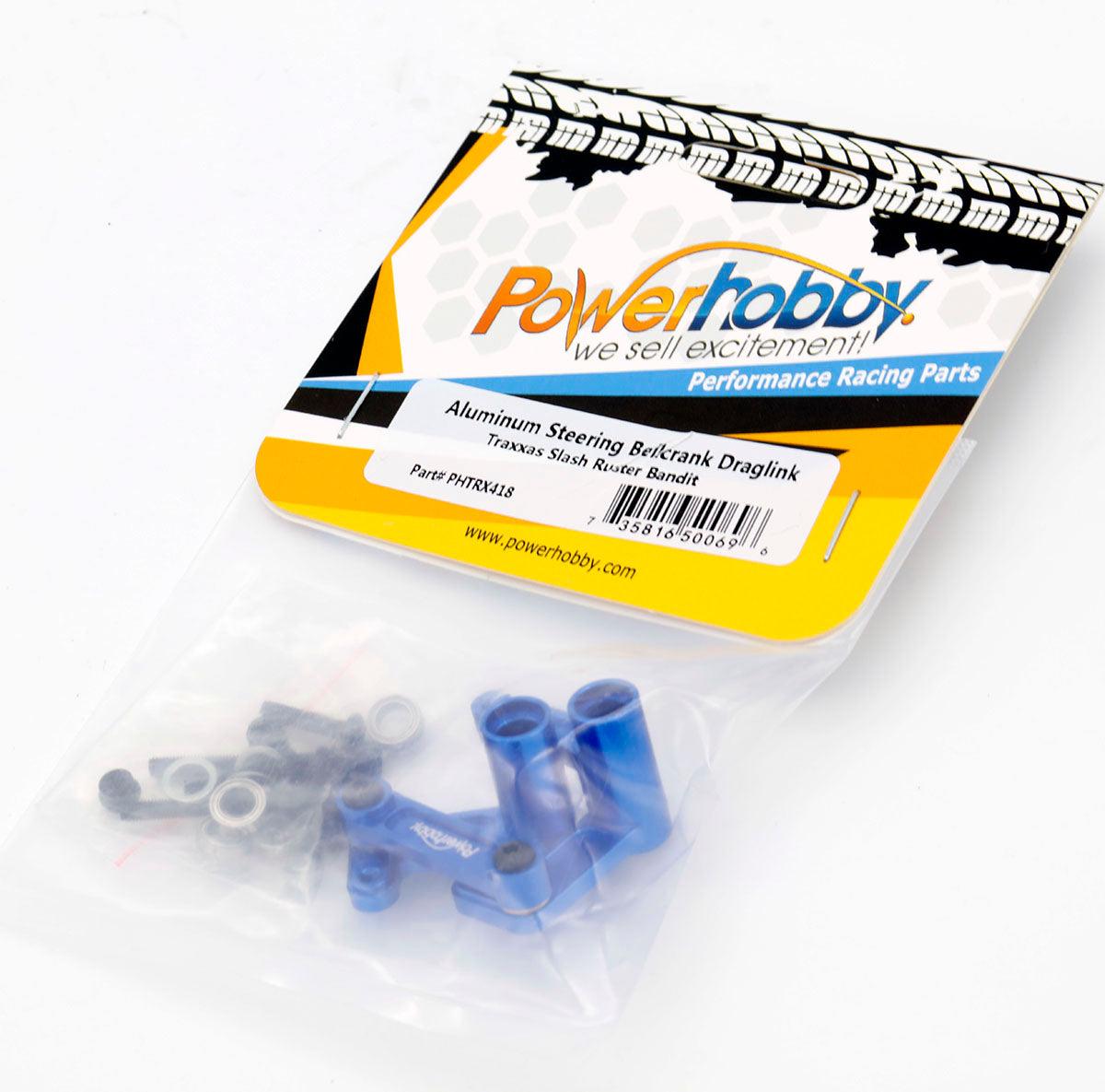 Powerhobby Aluminum Steering Bellcrank Draglink FOR Traxxas Slash Ruster Bandit BLUE - PowerHobby