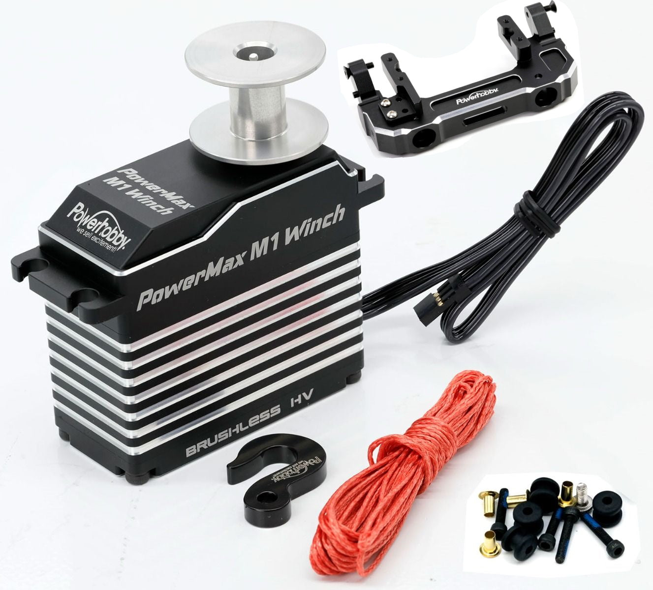 Powerhobby POWERMAX M1WINCH 1/5 High Torque Speed Axial SCX6 Front Bumper Mount - PowerHobby