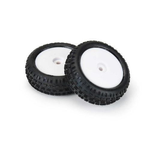 Pro-Line 8298-13 1/18 Wedge Front Carpet Mini-B Tires Mounted 8mm White Wheels (2) - PowerHobby