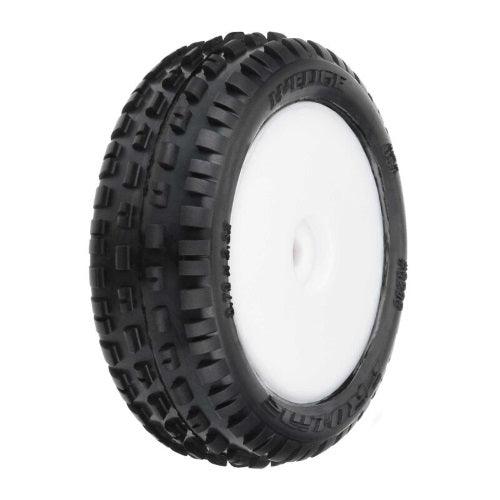 Pro-Line 8298-13 1/18 Wedge Front Carpet Mini-B Tires Mounted 8mm White Wheels (2) - PowerHobby
