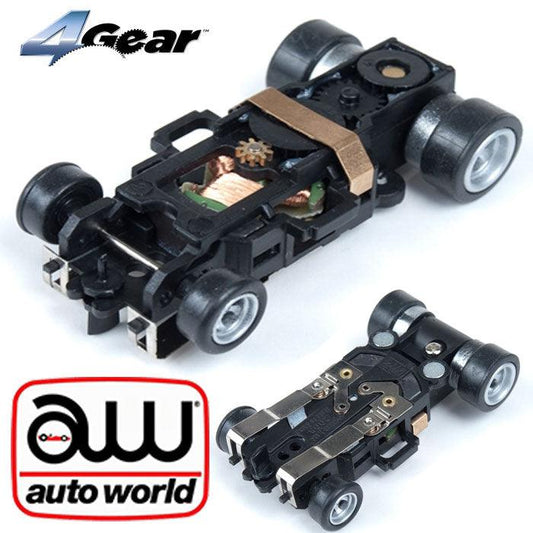 Auto world 4Gear Replacement HO Slot Car Complete Chassis Autoworld - PowerHobby
